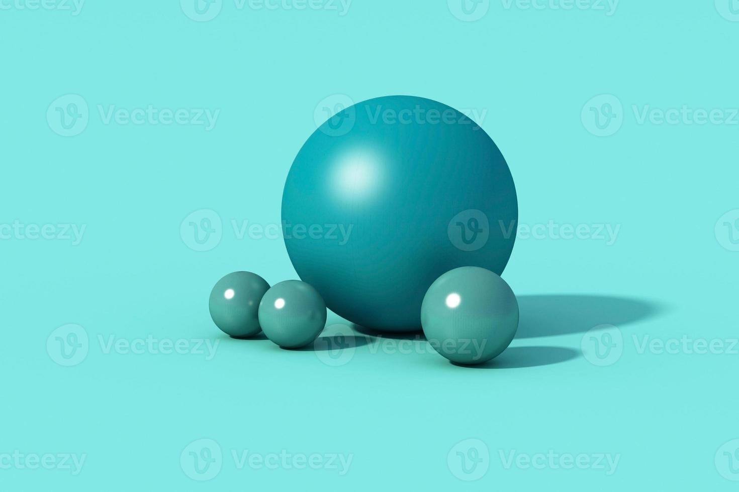 Geometric shapes with environment reflected on sphere. 3d rendering photo