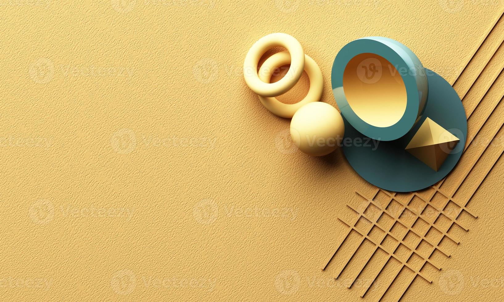 Design with composition of geometric shapes in pastel tone. 3d rendering illustration photo