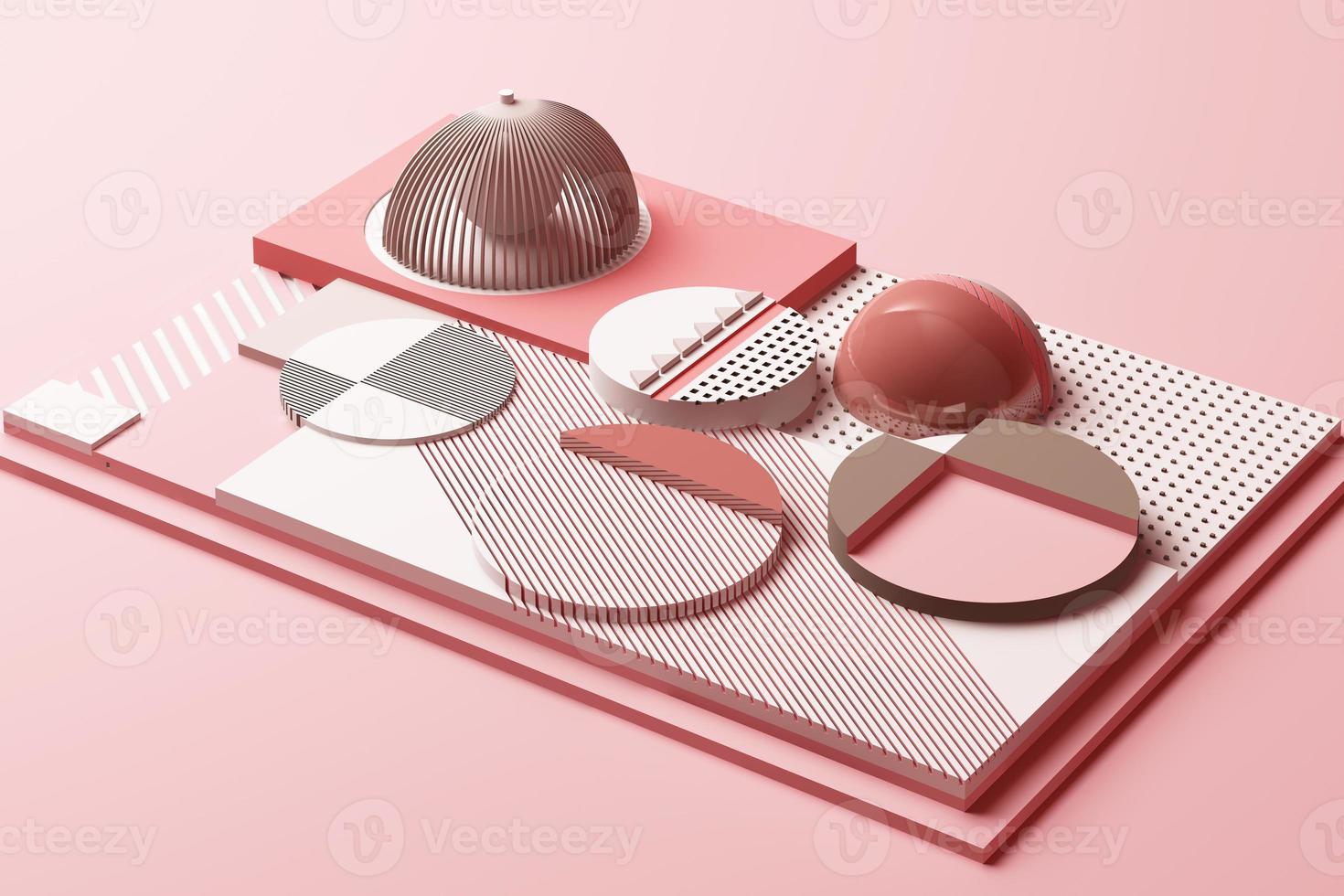 Design with composition of geometric shapes in pastel tone. 3d rendering illustration photo