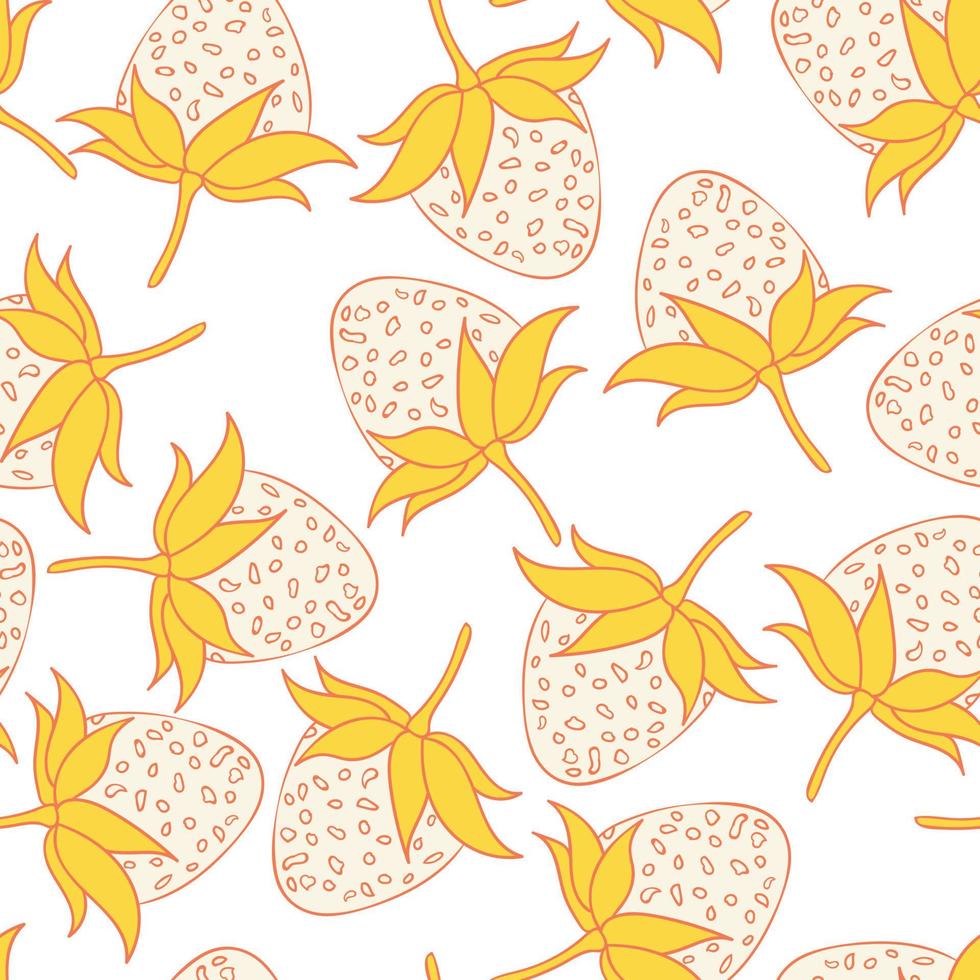 diseño de patrones sin fisuras de fresas. hermoso fondo de bayas tropicales. frutas tropicales y hojas de fondo transparente. bueno para estampados, papel de envolver, textiles y telas. vector