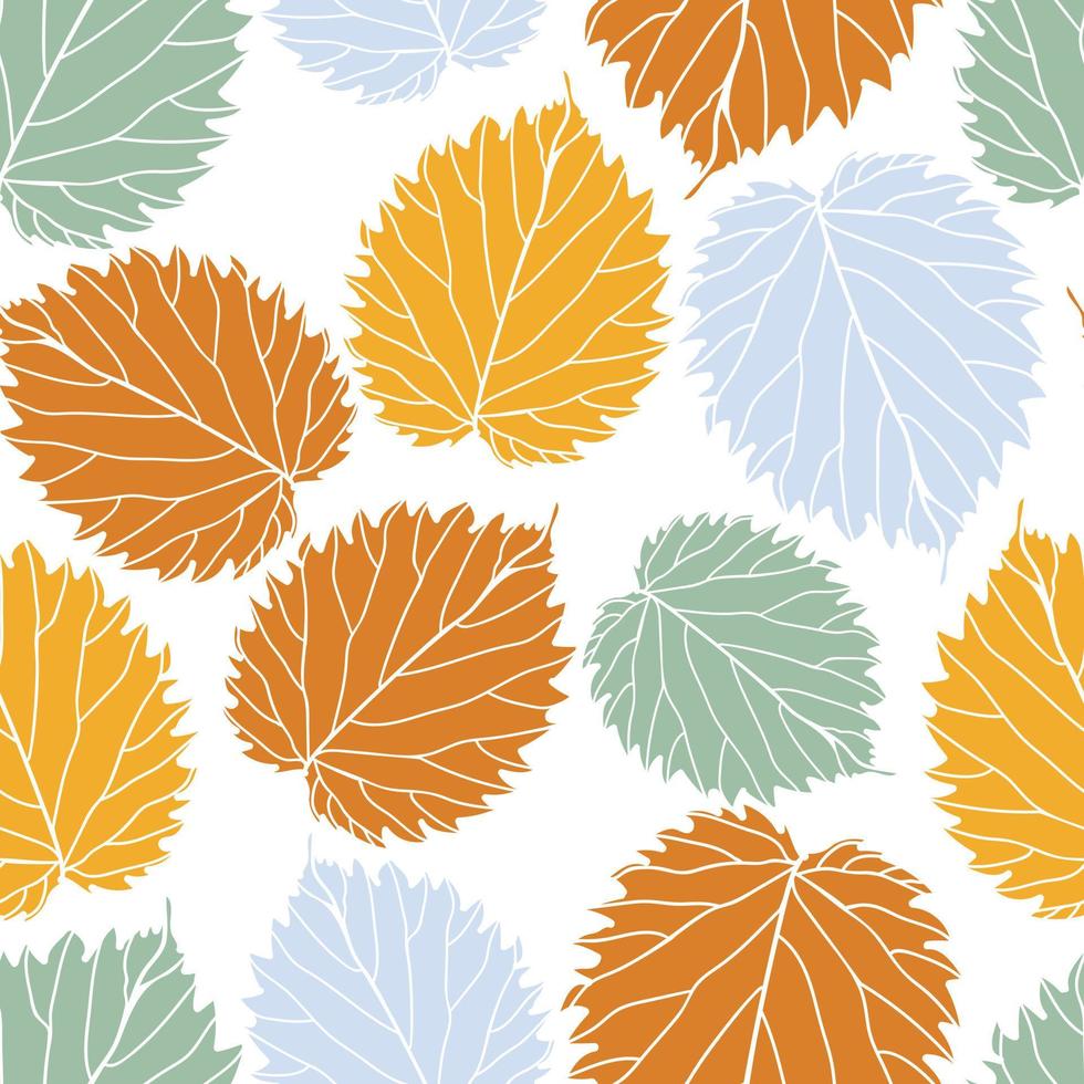 Beautiful leaves seamless pattern design. Vector hand-drawn leaves seamless pattern. Abstract trendy nature background. Pattern for wrapping paper, fabric, textile and prints.