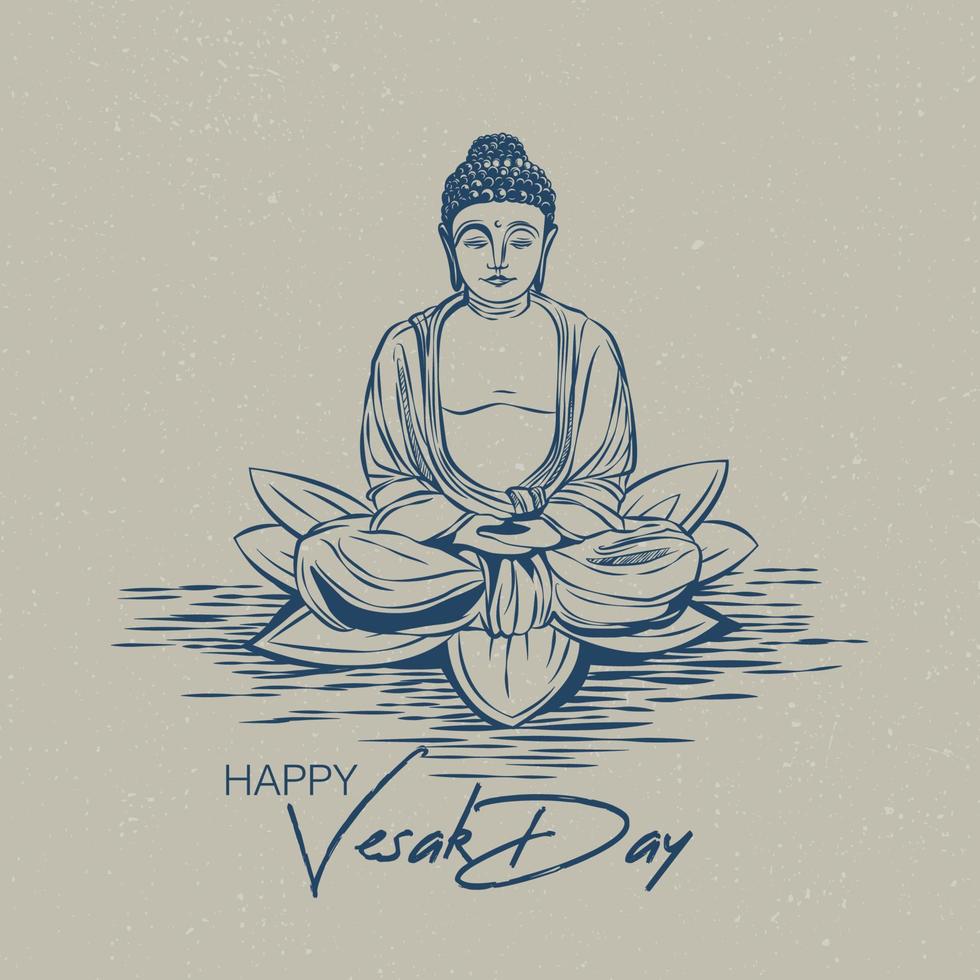 arte lineal del día de vesak vector