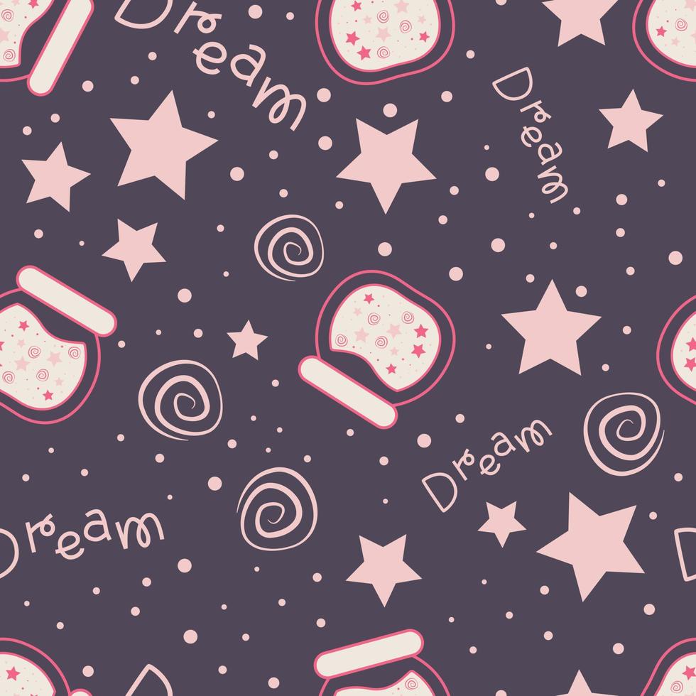 Magic Stars repeat pattern design. Hand-drawn sky background. Holidays pattern for wrapping paper, fabric, wrapping paper, prints and textile. vector