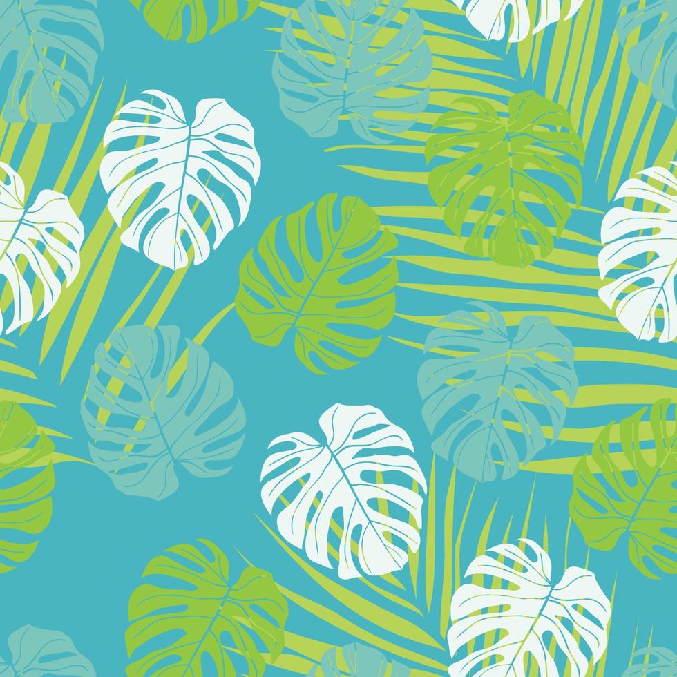 Beautiful tropical monstera leaves seamless pattern design. Tropical leaves nature background. Trendy Brazilian illustration. Spring and summer design for textile, prints, wrapping paper. vector