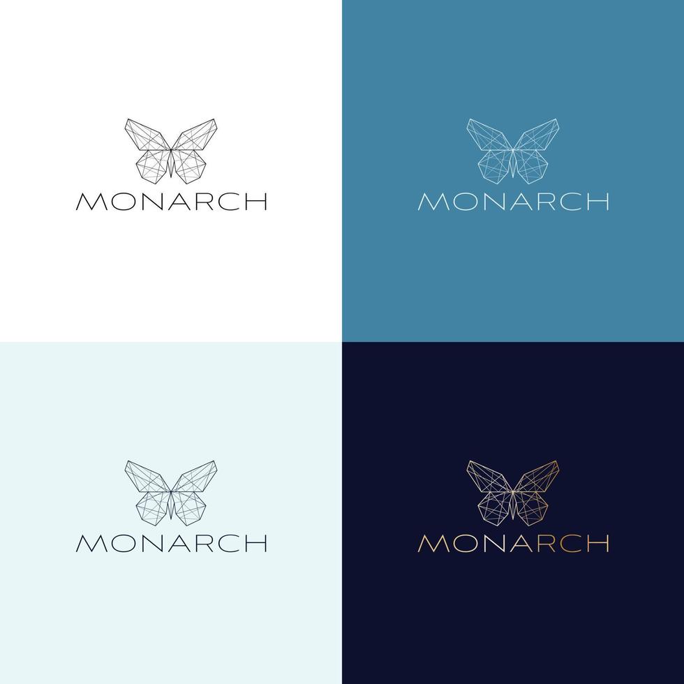 mariposa logo vector línea contorno monoline icono ilustración, elegante y simple insecto geométrico. logotipo de mariposa. diseño del logo monarca. logo universal con símbolo de mariposa premium.