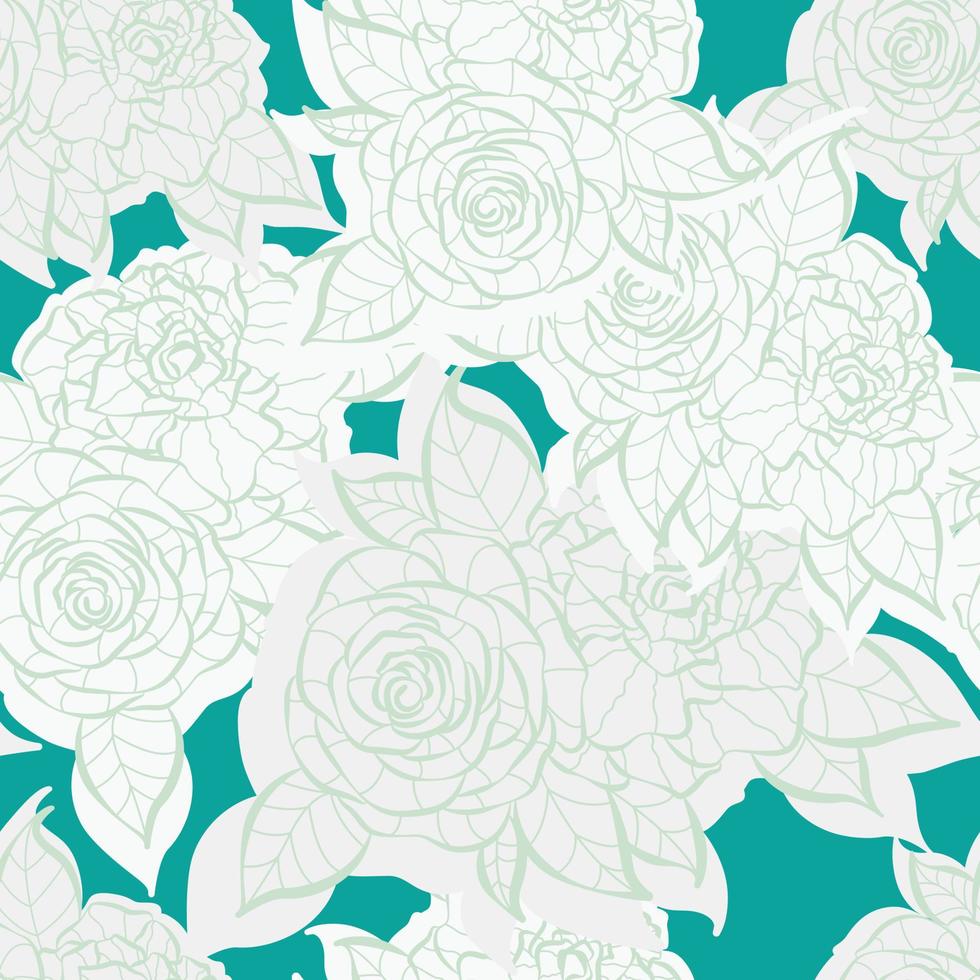 Modern tropical rose flowers seamless pattern design. Seamless pattern with spring flowers and leaves. Hand drawn background. floral pattern for wallpaper or fabric. Botanic Tile. vector