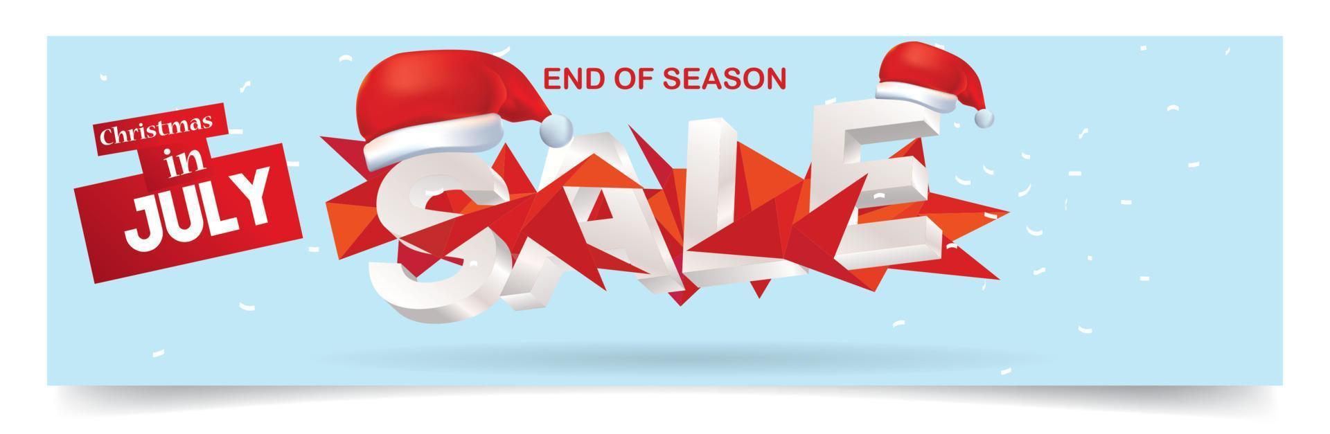 Christmas in June, July, August, for poster, marketing, advertising, summer sale, banner in summer with copy space discount offer vector