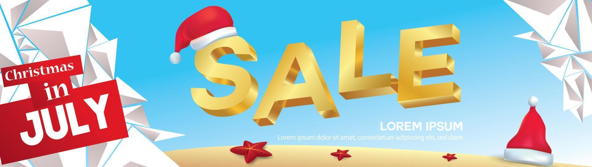 Christmas in June, July, August, for poster, marketing, advertising, summer sale, banner in summer with copy space discount offer vector