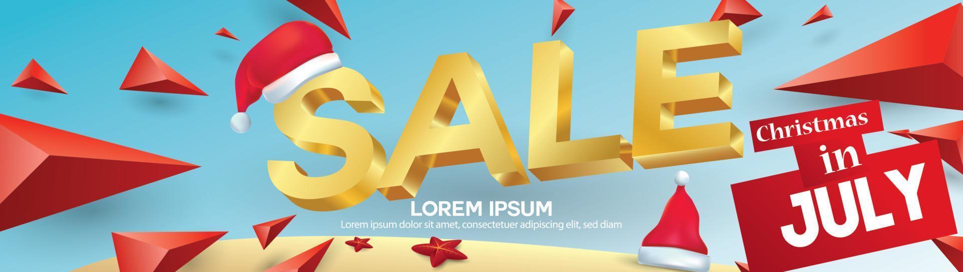 Christmas in June, July, August, for poster, marketing, advertising, summer sale, banner in summer with copy space discount offer vector