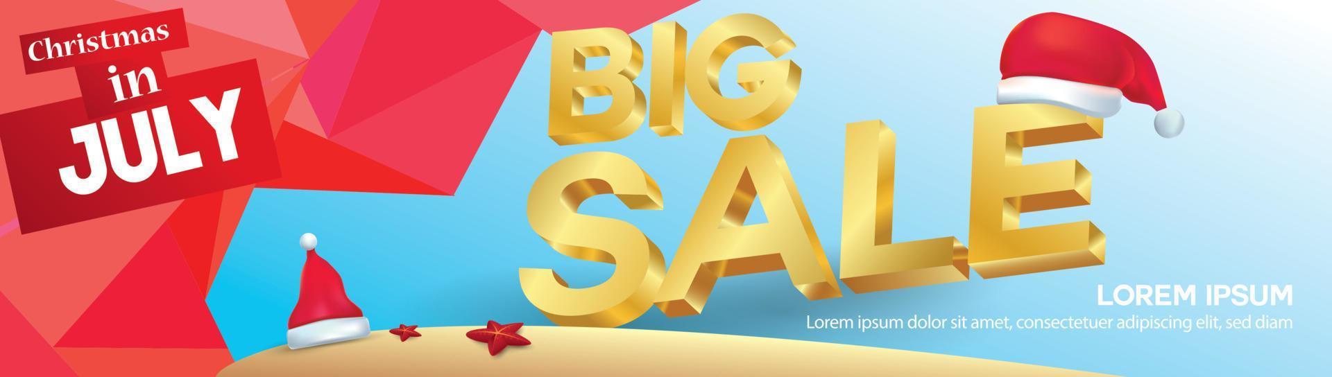 Christmas in June, July, August, for poster, marketing, advertising, summer sale, banner in summer with copy space discount offer vector