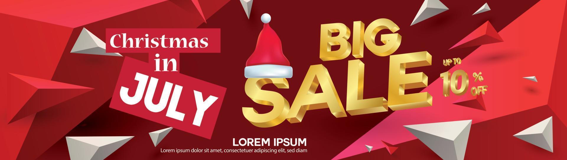 Christmas in June, July, August, for poster, marketing, advertising, summer sale, banner in summer with copy space discount offer vector