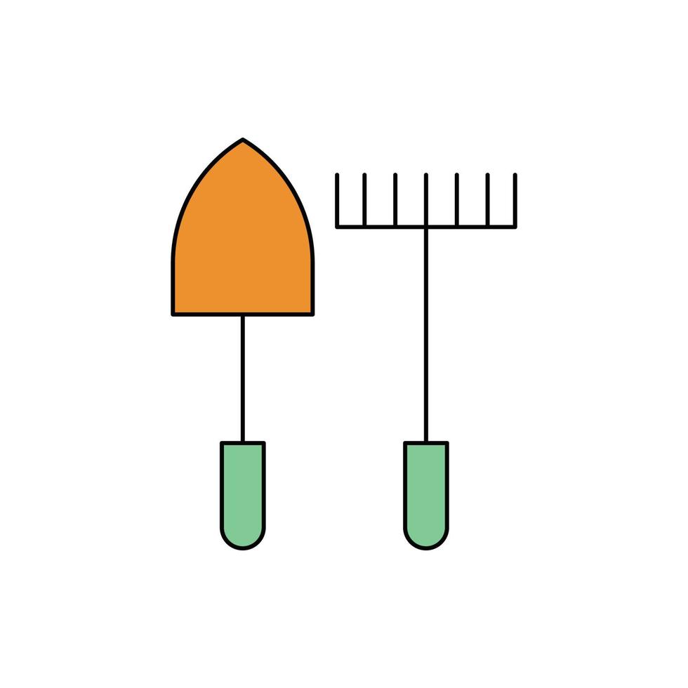 icono de pala y horquilla de jardinería vector