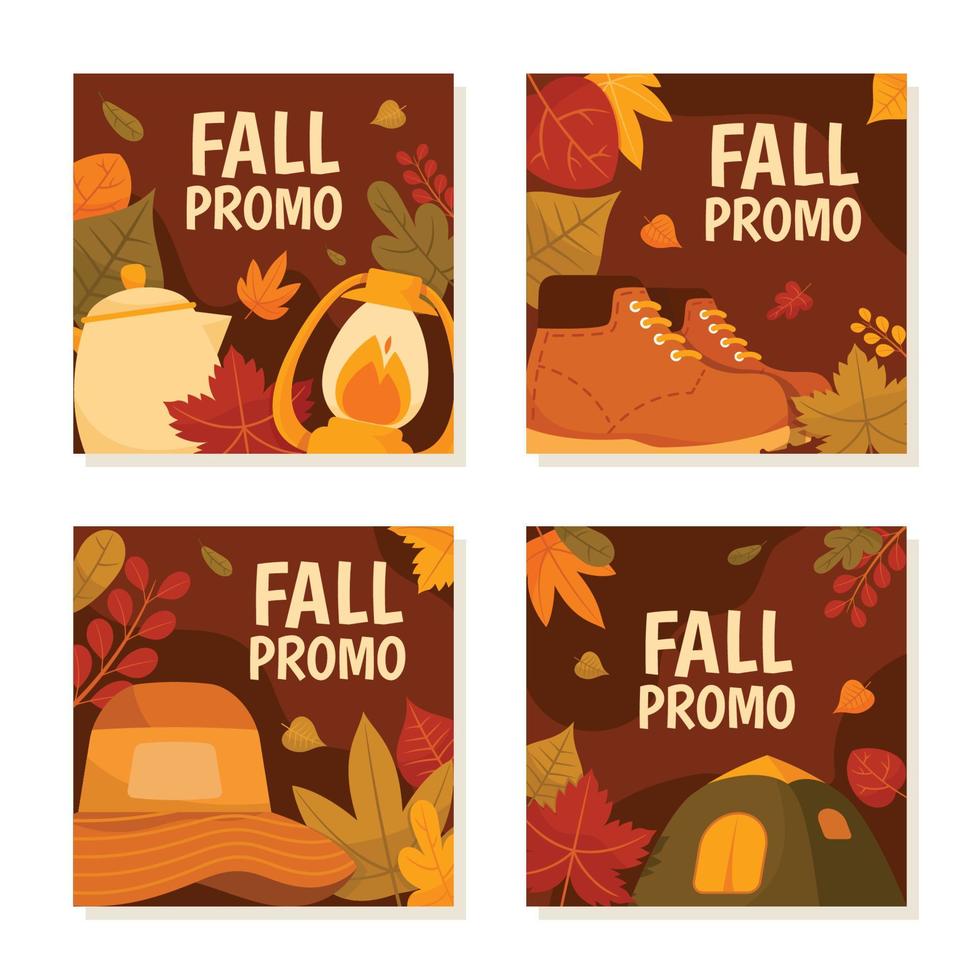 tarjeta promocional de temporada de otoño vector