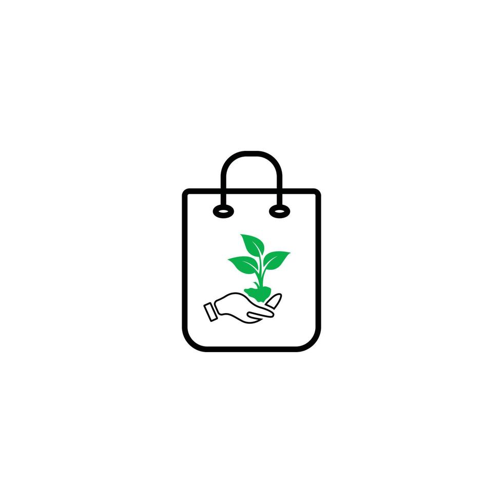 Fresh ecology natural shopping bag icon vector