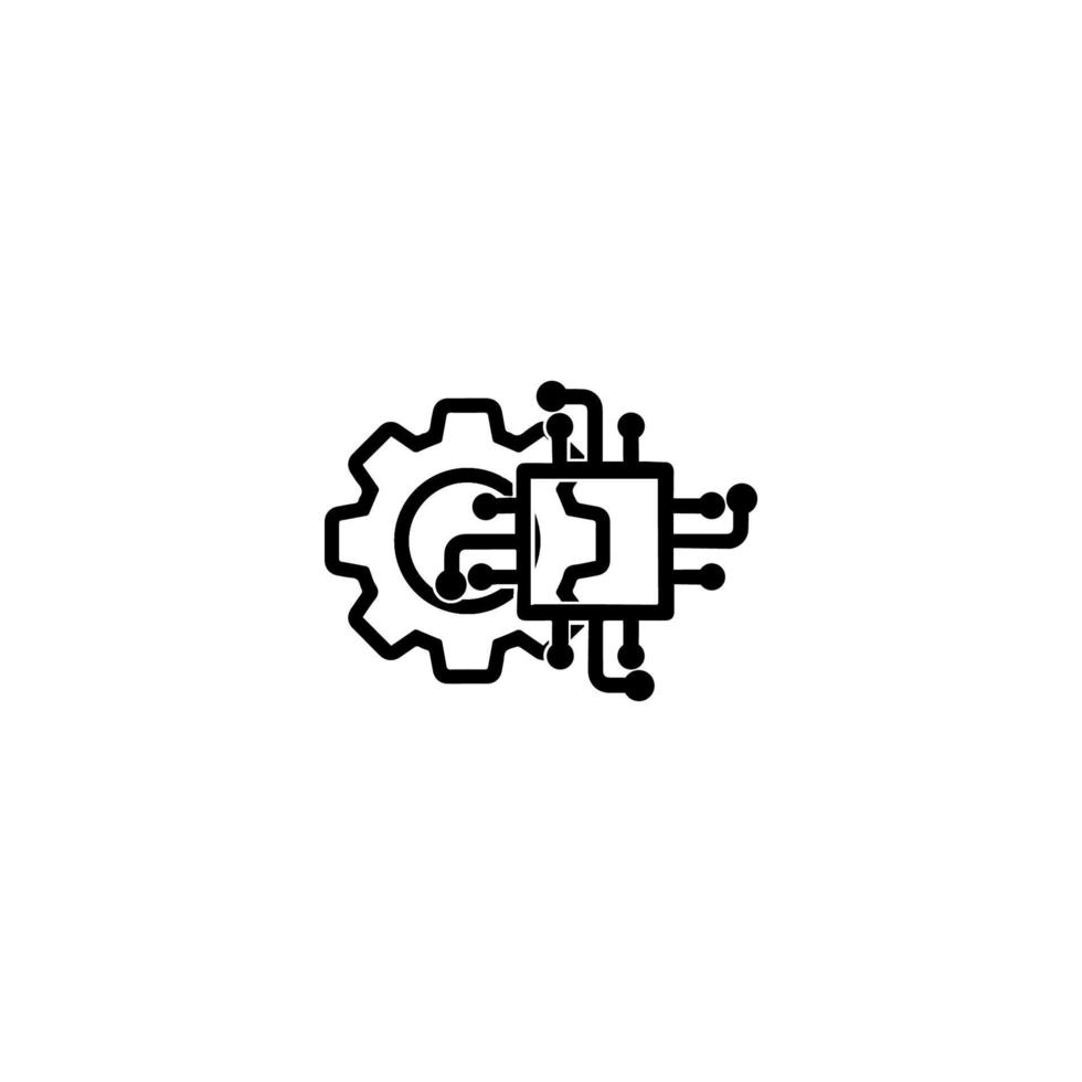 Chip technology black icon vector