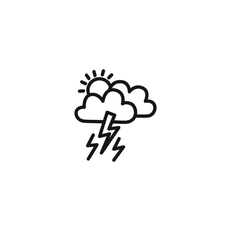 surprised weather cloud with sun and rain outline icon vector