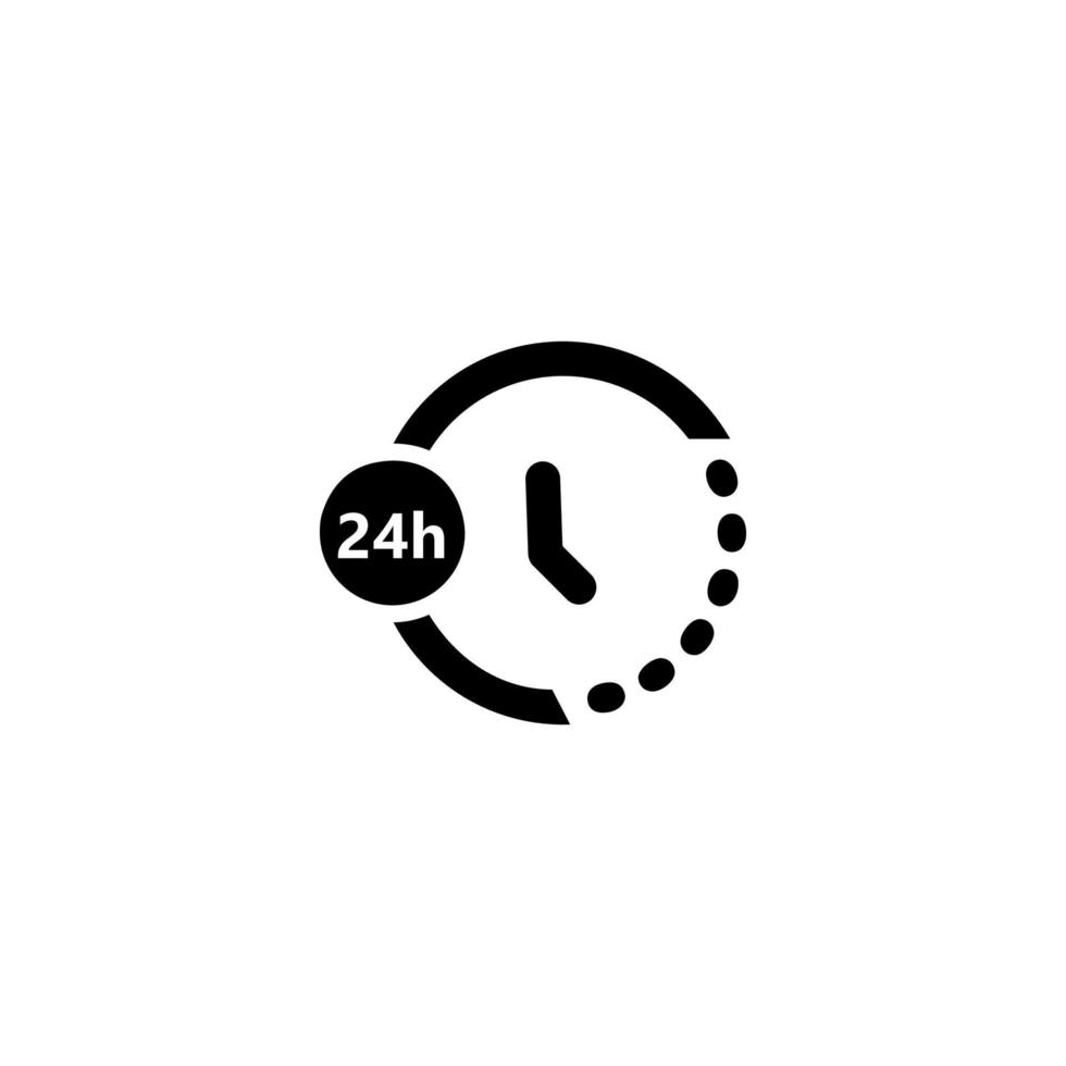 24 hours services black icon vector