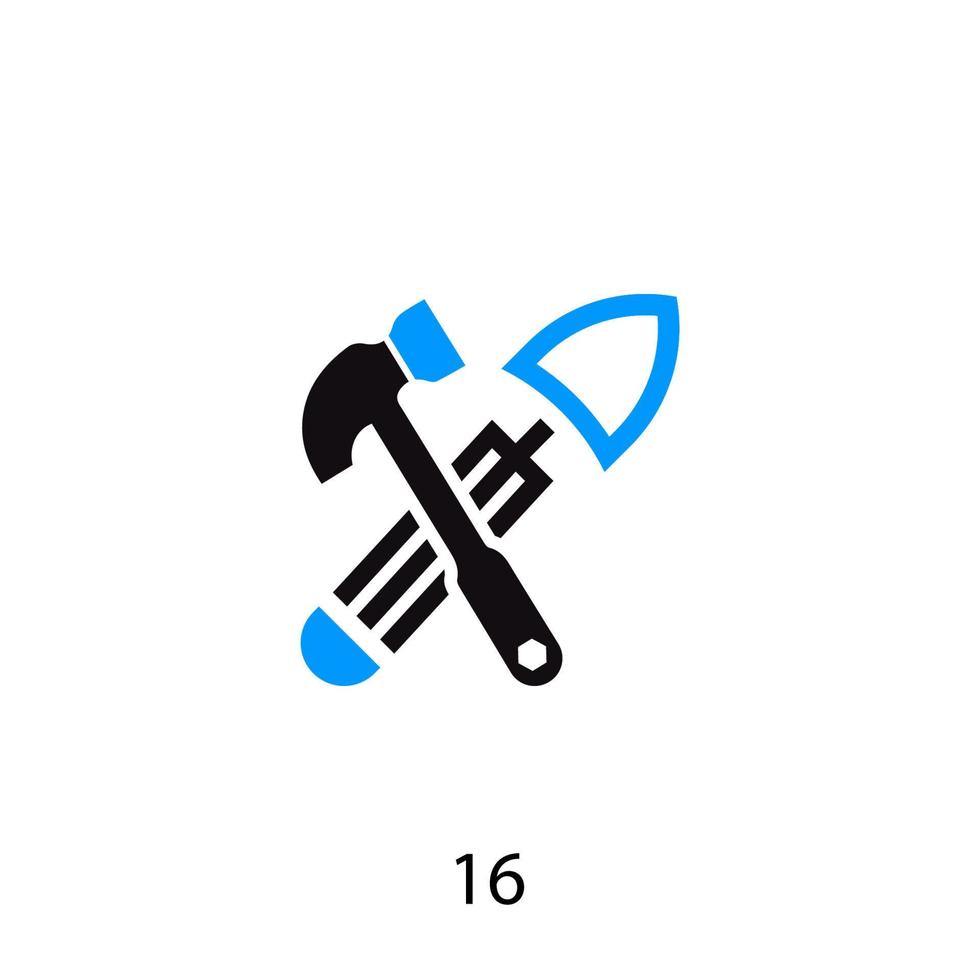 hammer and shovel work tool icon vector