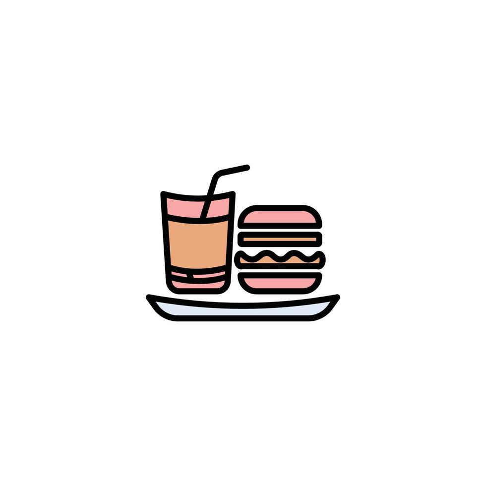 Drinks juice and burger icon vector