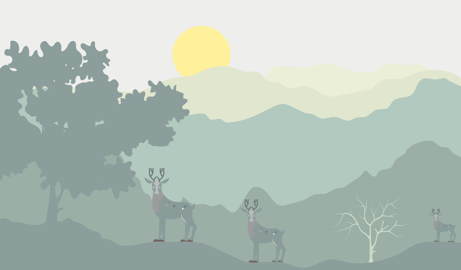cute forest with deer on mountains, forest wall for children, cute deer  background, nursery wallpaper for baby room, room design, animal wildlife  in forest standing on mountain. 7930832 Vector Art at Vecteezy