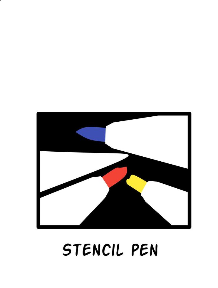 Stencil pen icon logo design illustration vector