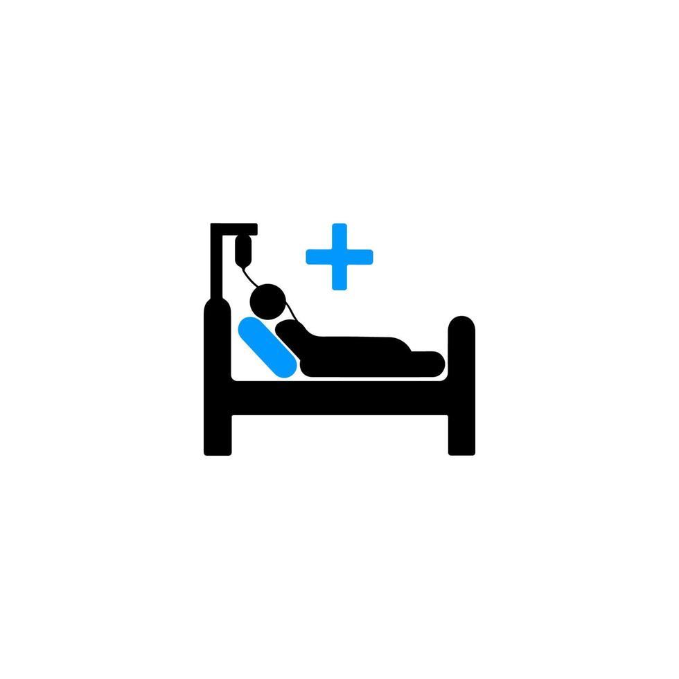 paciente en la cama en el icono del hospital vector