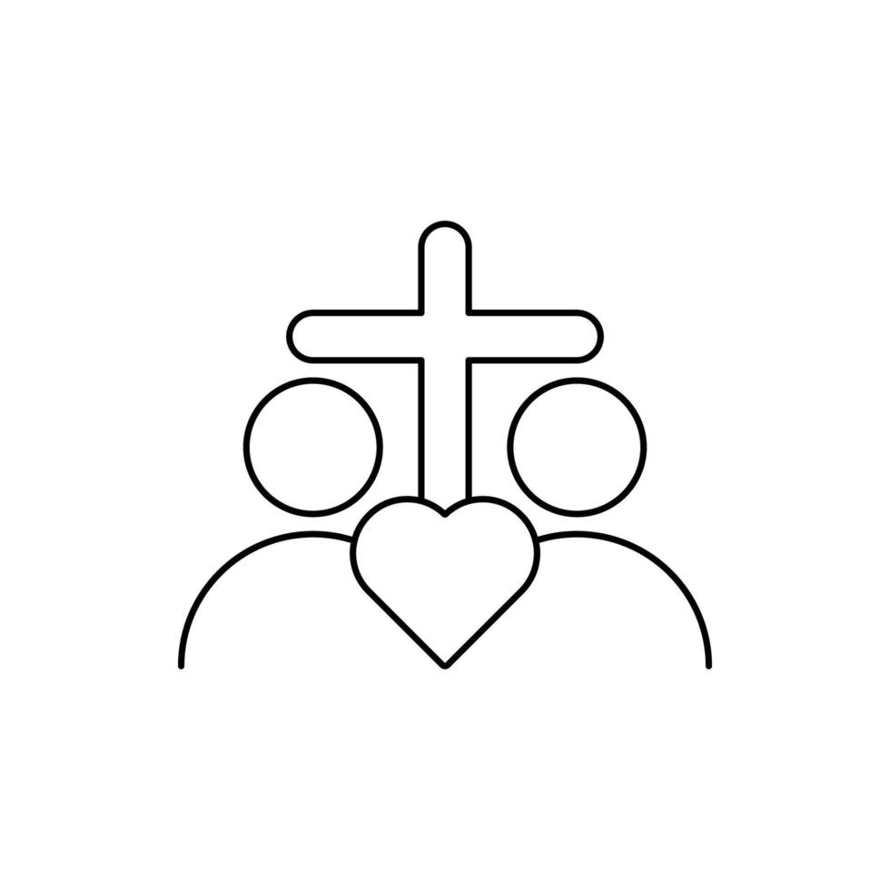 vector de icono de amor cruzado de adoración cristiana