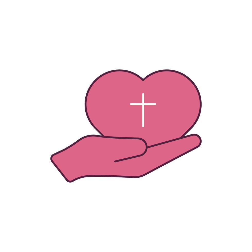 icono de cruz de adoración cristiana en la mano vector