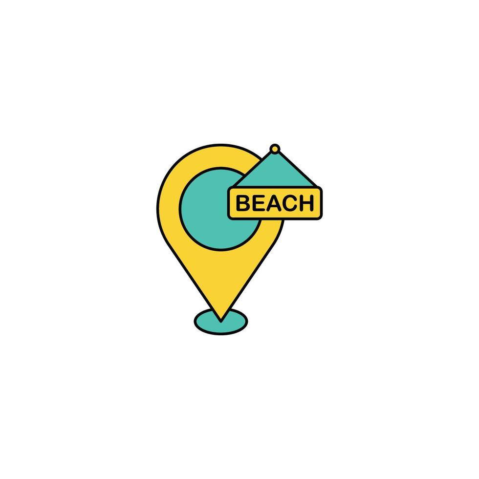 Beach location pin icon vector