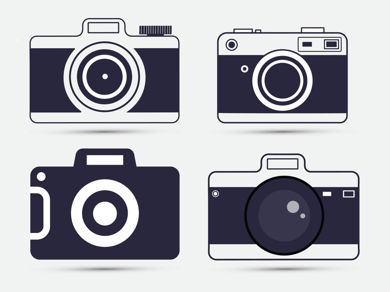 Collection of camera digital vector illustration. Set of camera cartoon design icon vector