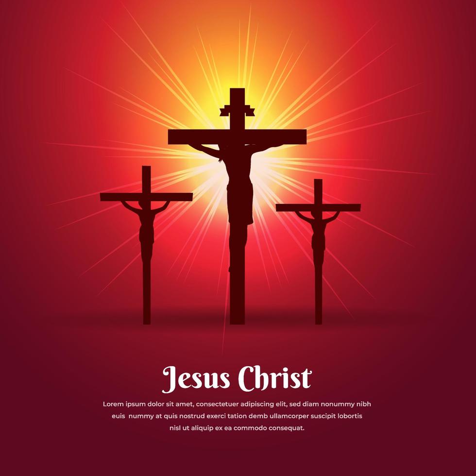 Elegant jesus christ design isolated on red gradient background vector. vector