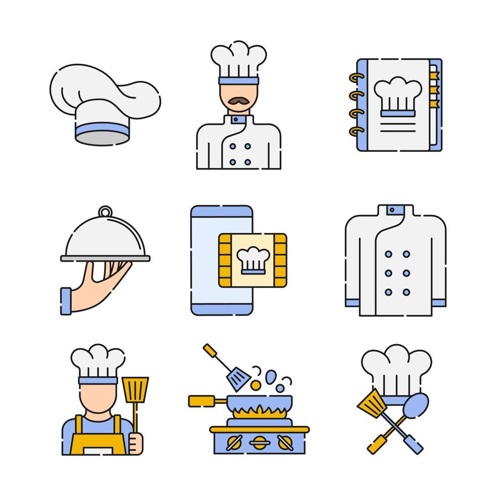 conjunto de iconos de chef vector