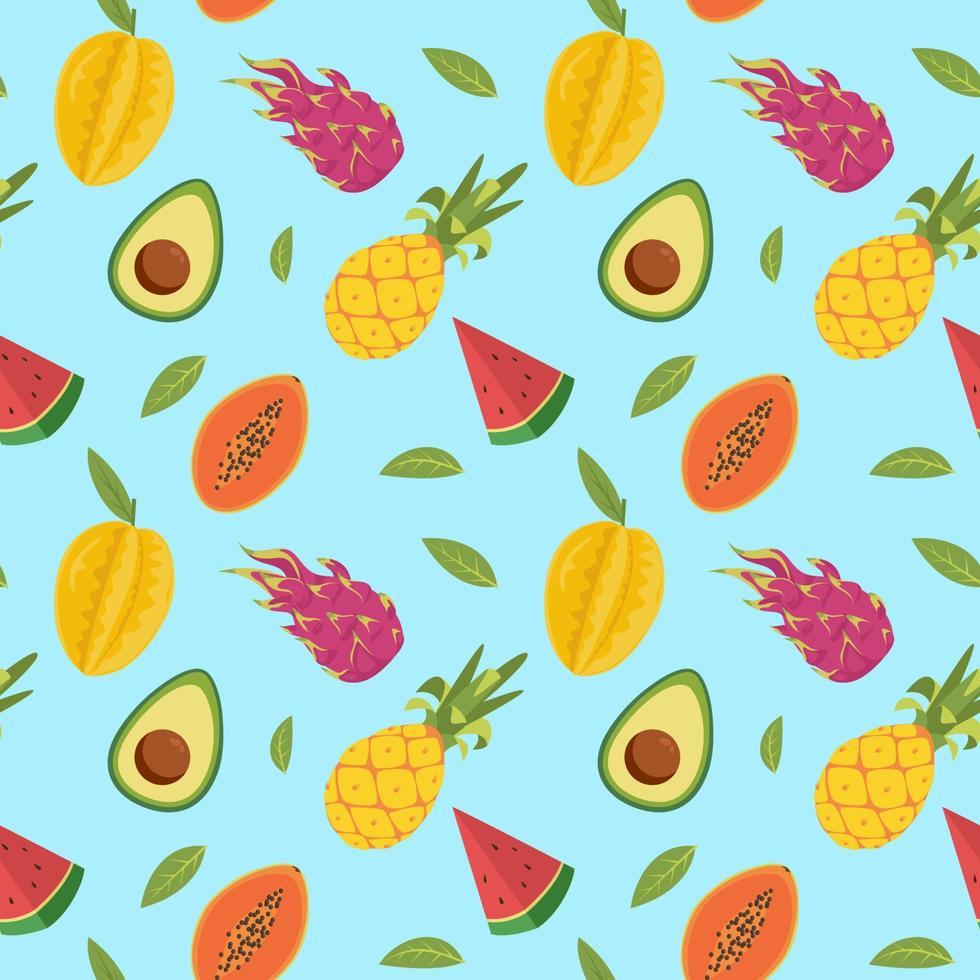 Seamless Tropical Fruits Pattern vector