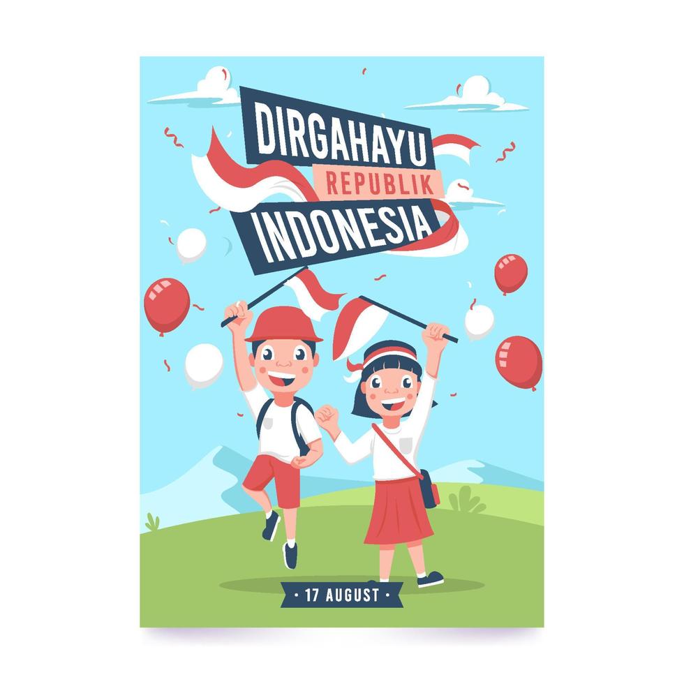 plantilla de cartel del día de la independencia de indonesia vector