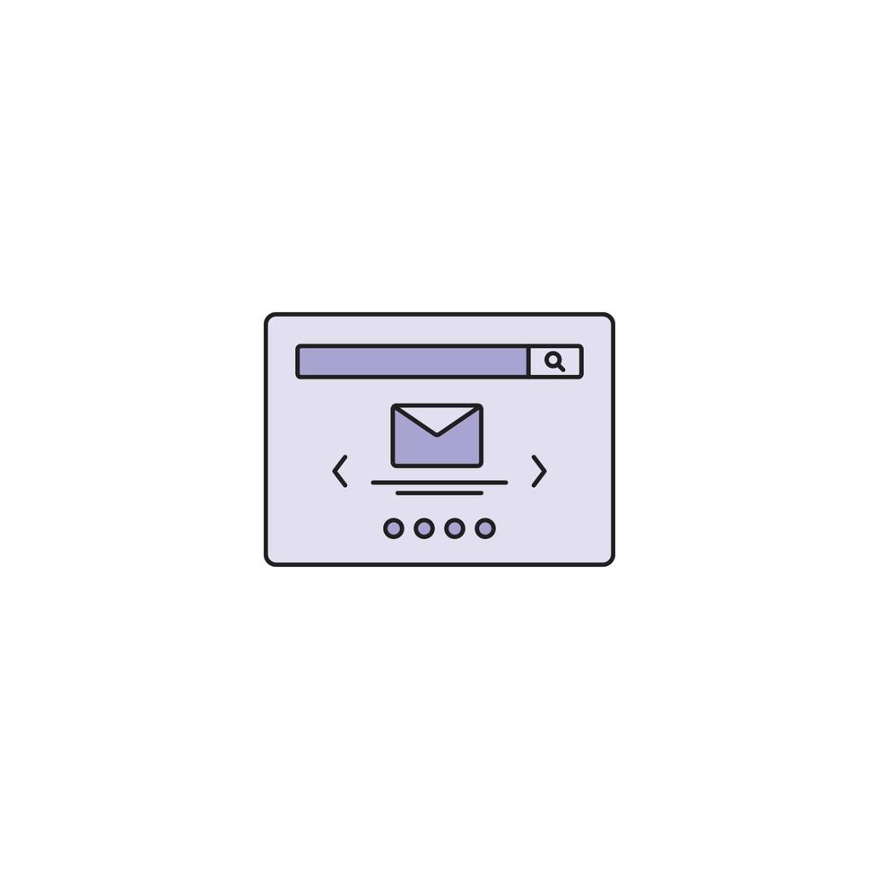 Mail and browser wireframe outline icon vector