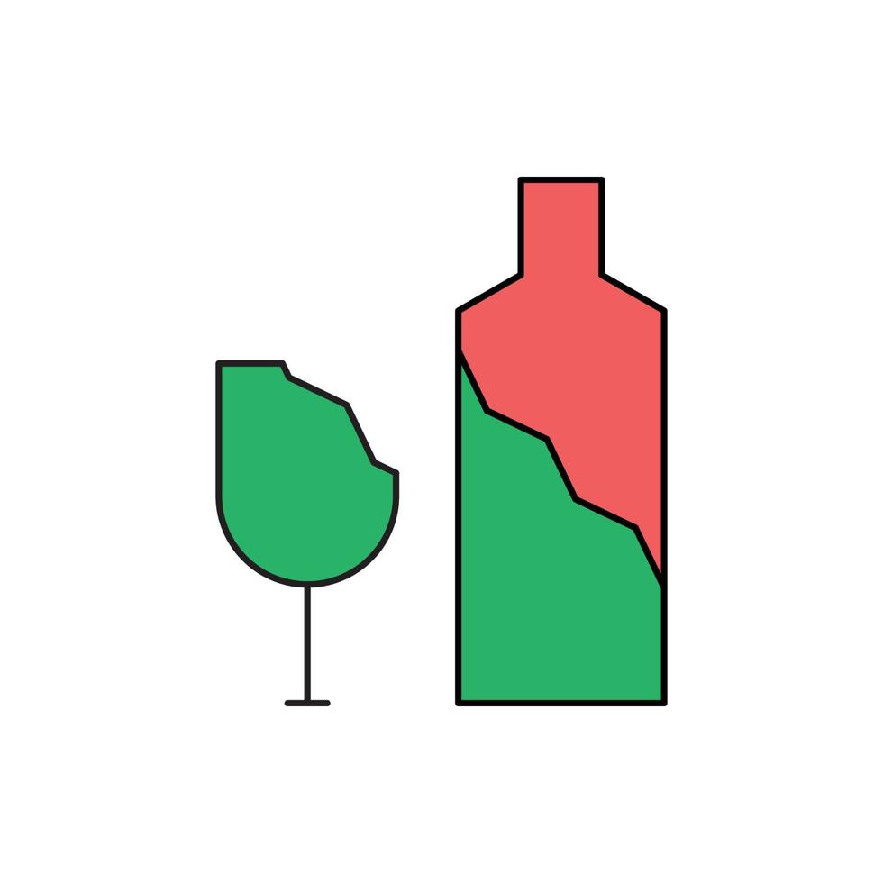broke glass and bottle icon vector