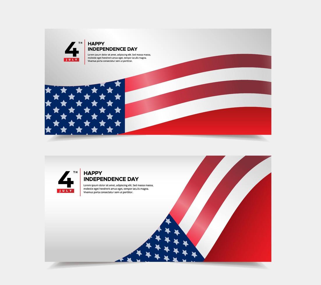 Collection of American independence day design banner vector. 4th of july independence day banner template vector