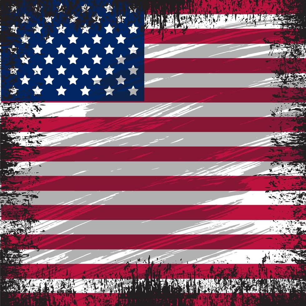 Realistic wavy flag of american independence day design with brush stroke style vector