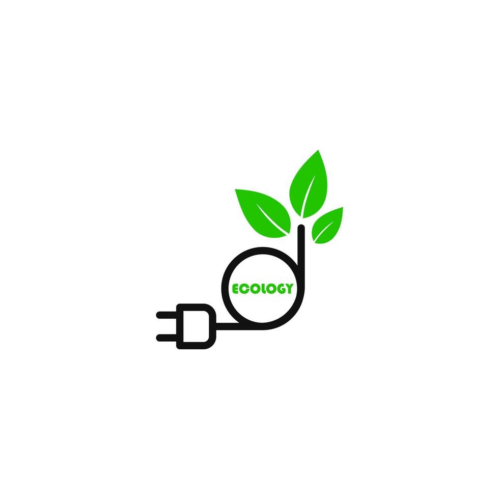 Green eco technology electric icon vector