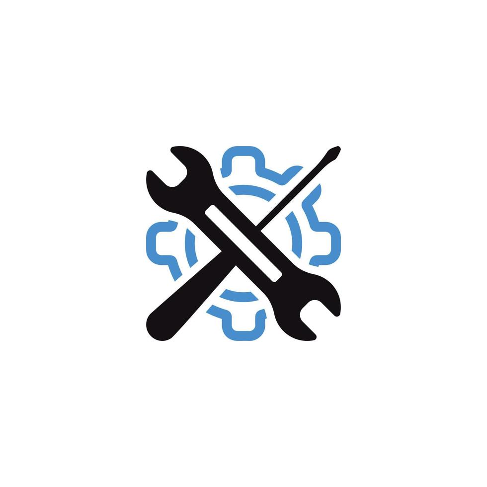 Screwdriver and wrench work tool icon vector