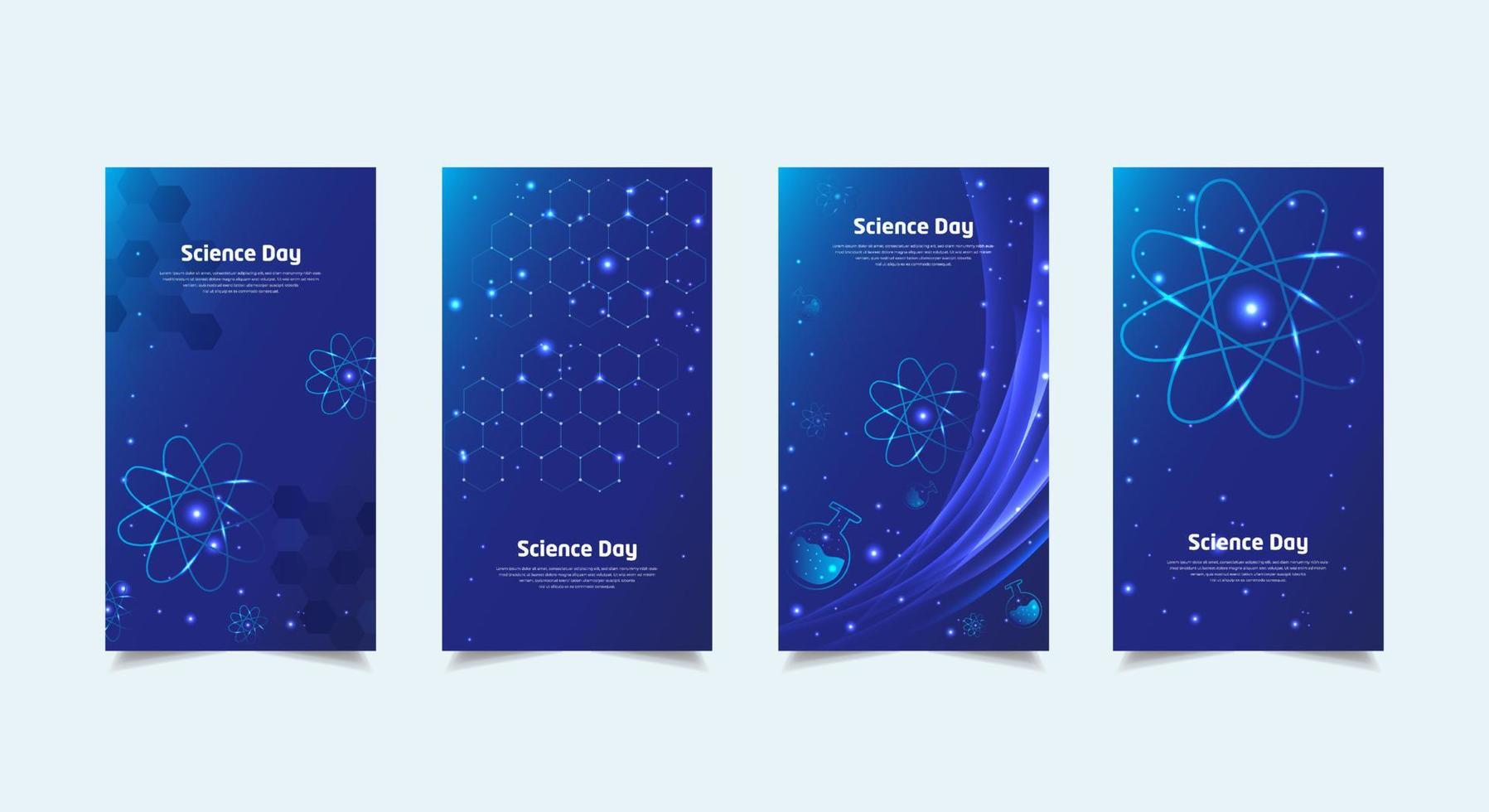 colección de historias de diseño del día de la ciencia de celebración. vector