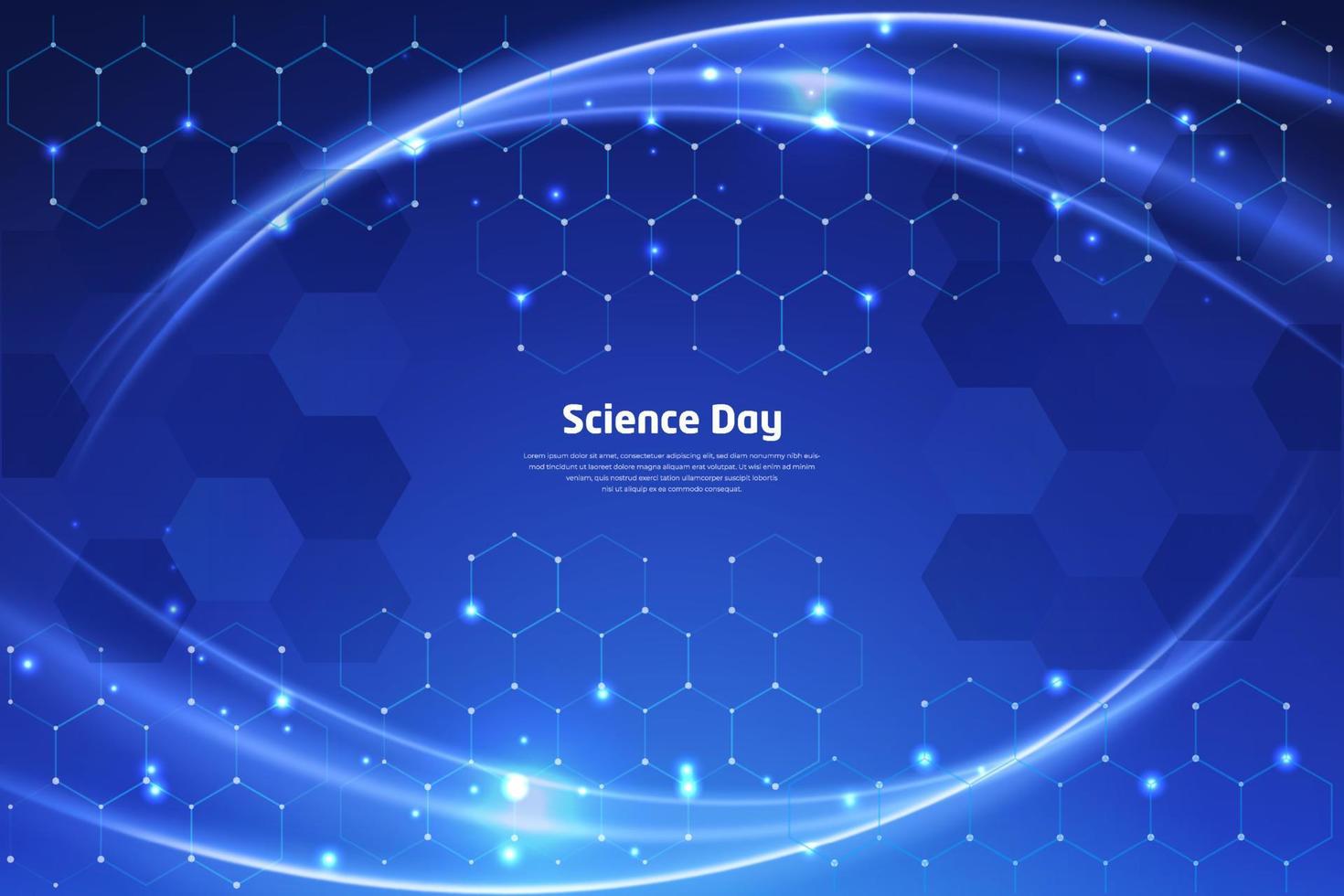 fondo de diseño del día mundial de la ciencia de celebración con tecnología y vector de elementos geométricos.