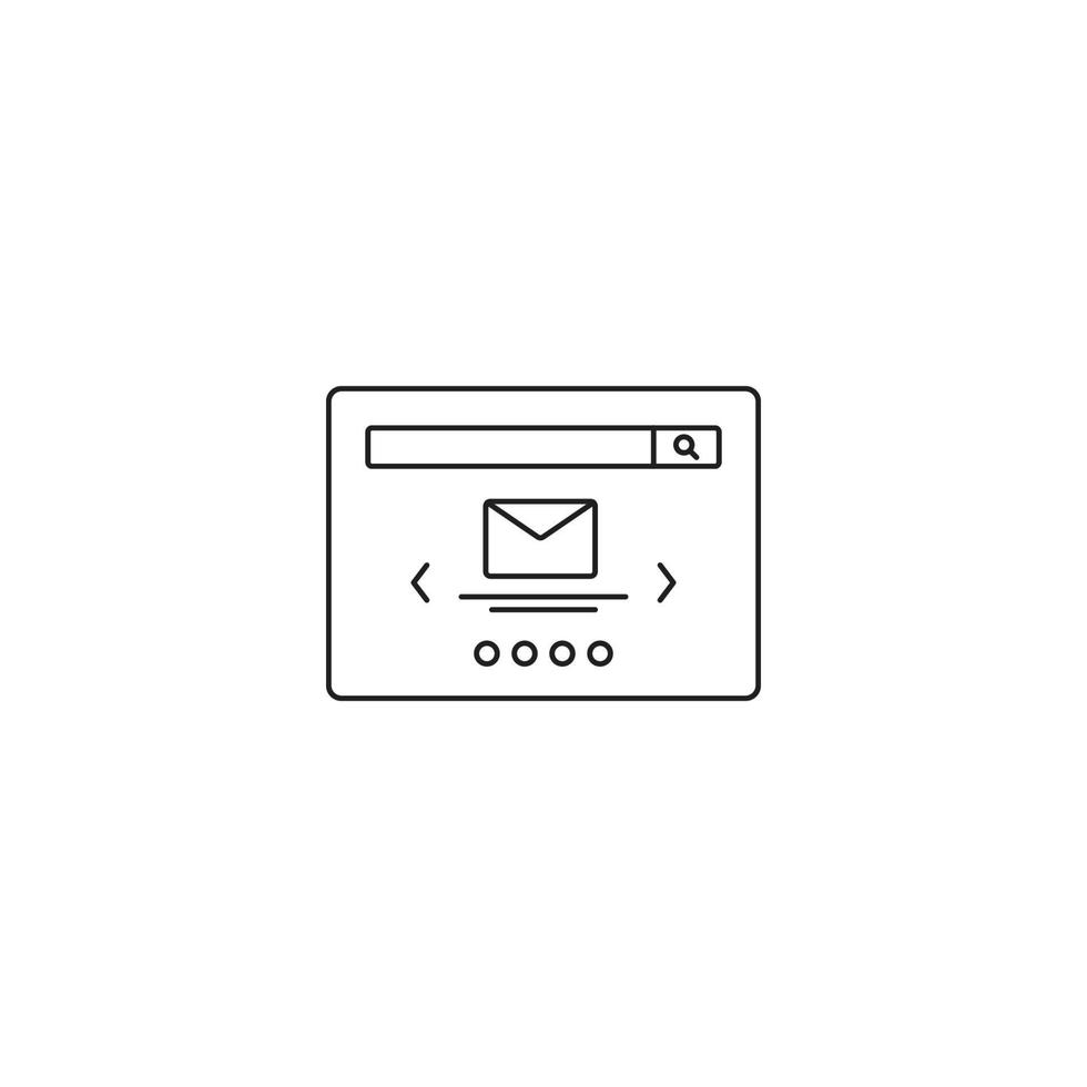 Mail and browser wireframe outline icon vector