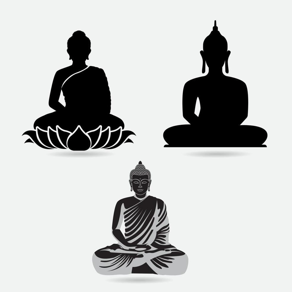 Collection of lord buddha silhouette vector illustration. Pack of lord buddha silhouette.