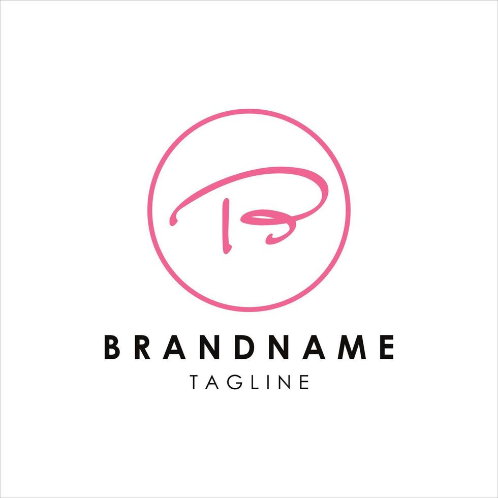 Initial letter TB calligraphy handwritten logo. Handwritten alphabet in the logo template. vector