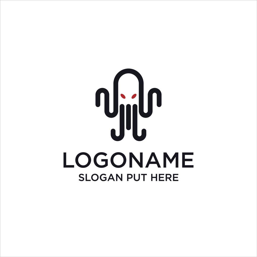 Octopus vector Logo design with Abstract line art.