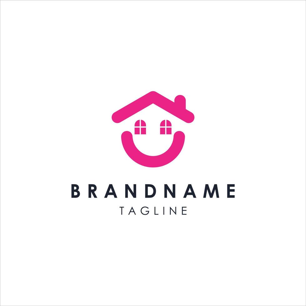 Minimal Modern Icon for House and smile Clean Home logo can be used for multiple businesses. vector