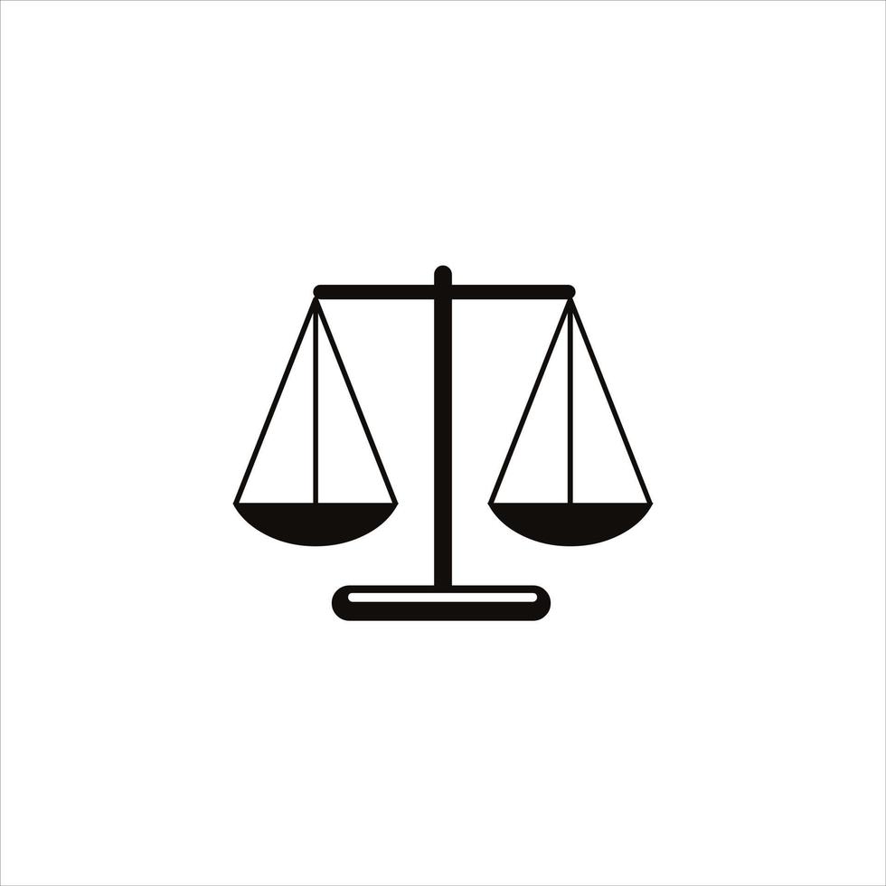 Law firm scales black logo icon, white background. vector