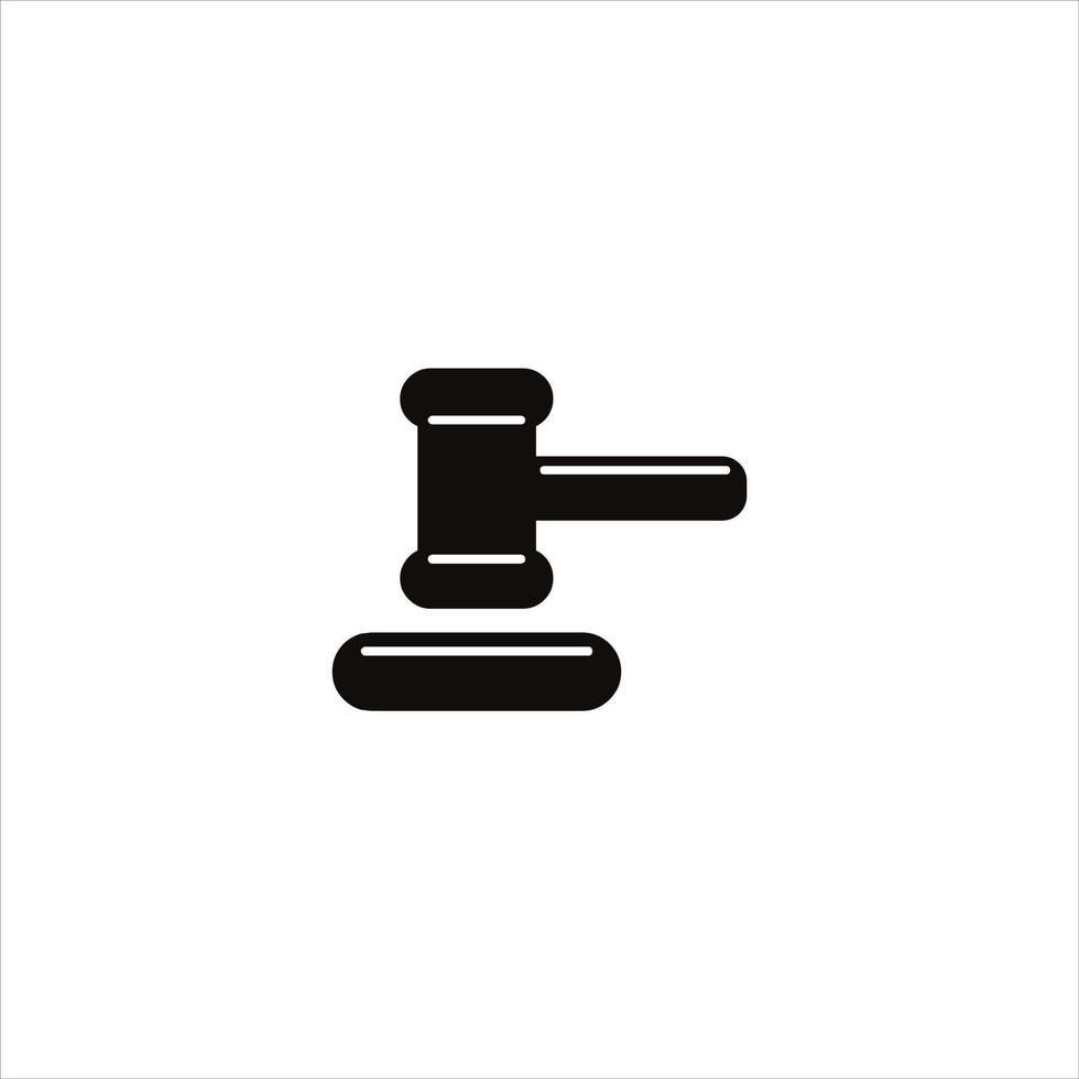 Hammer Law firm black logo icon, white background. vector