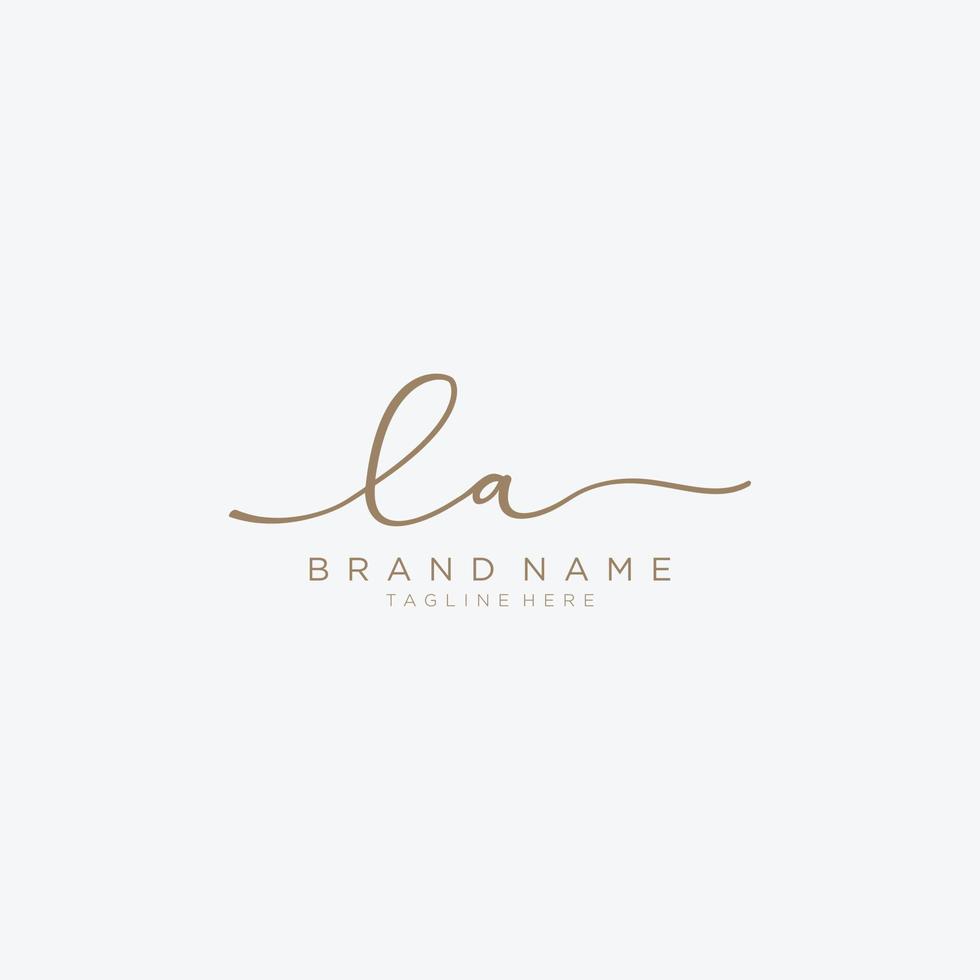 Letter LA gold Initial handwriting design logo template. vector
